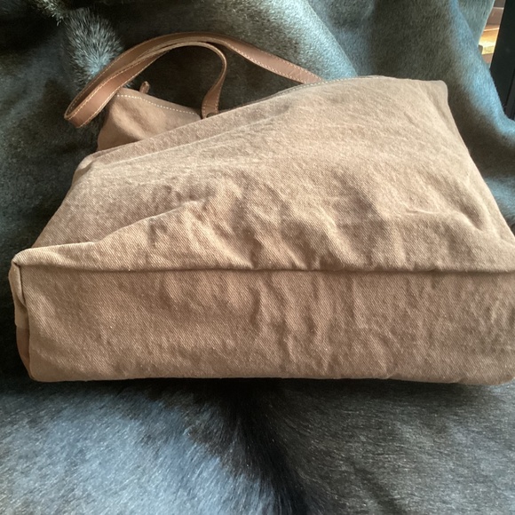 Myra Bag Big Hair Hide Tooled Leather Canvas Tote Handbag - Picture 3 of 11